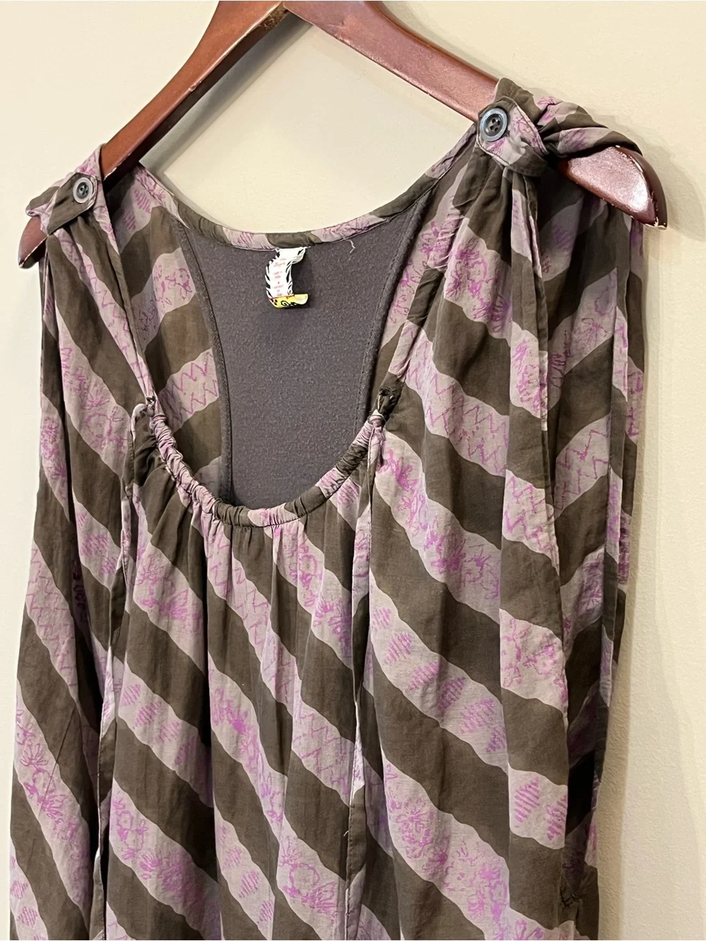 Free People Y2K billowy tank diagonal stripe attached brown tank medium